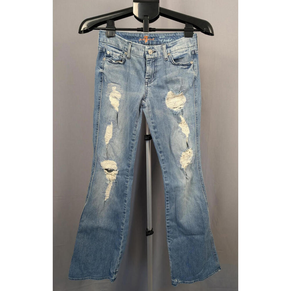7 For All Mankind Jeans Womens sz 26 Distressed A Pocket Flare Leg Lexie Petite